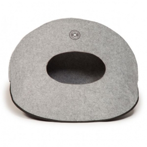 Grey Enclosed Cat Bed - Danish Design Pebble